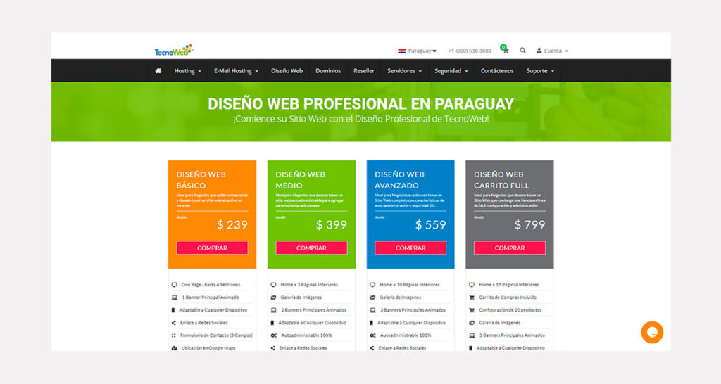 precio de diseño de páginas web en Paraguay