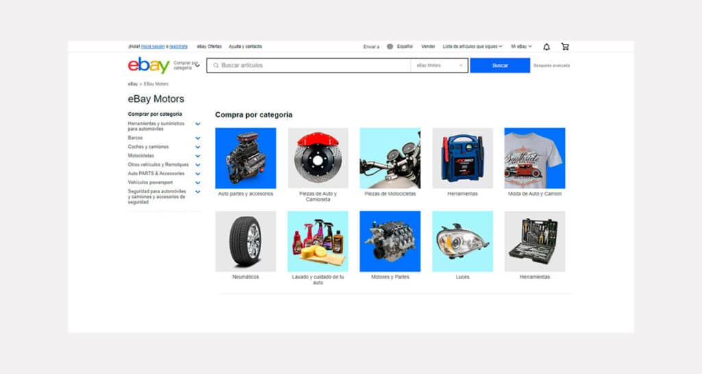 página web para vender repuestos de autos@ebay-motors